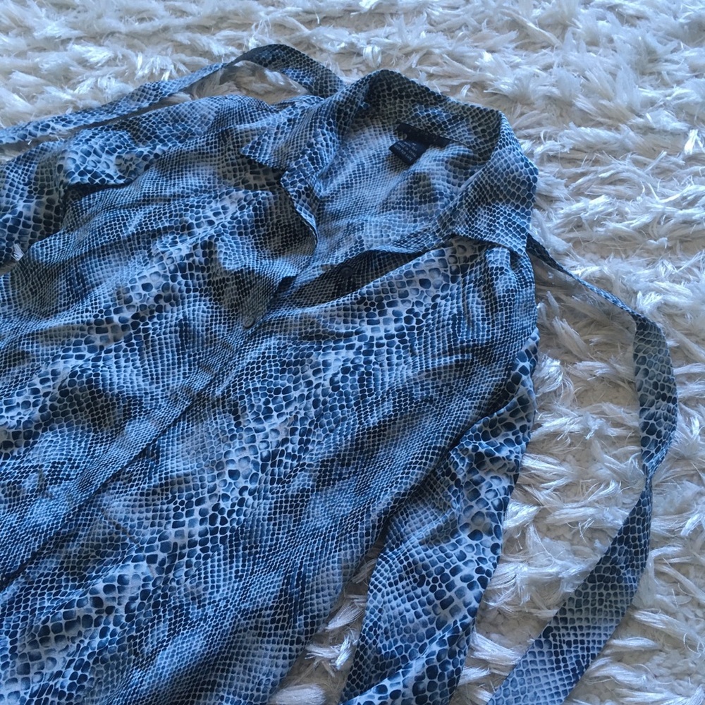 The Limited Black and White Snake Print Button-Down Blouse - Picture 3 of 4